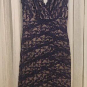 EUC MARINA Navy Lace Party Dress Women's Size 10